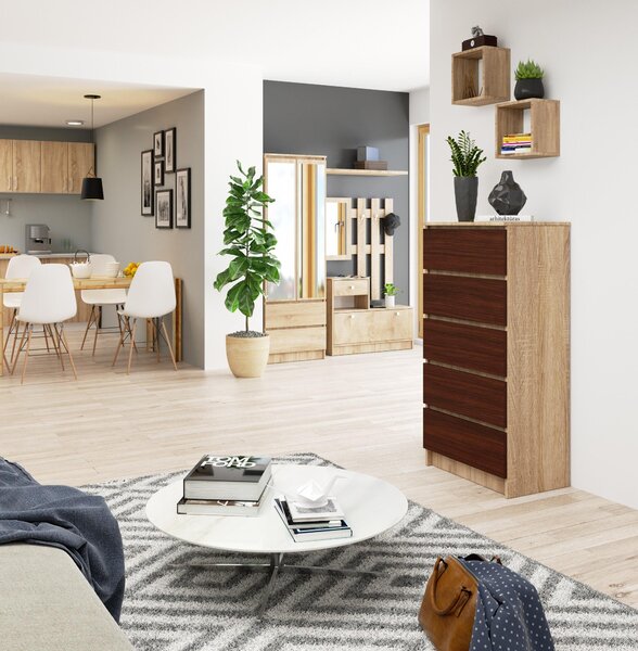 Comodă Kalista V (stejar sonoma + wenge). Promo -19%. 1128740