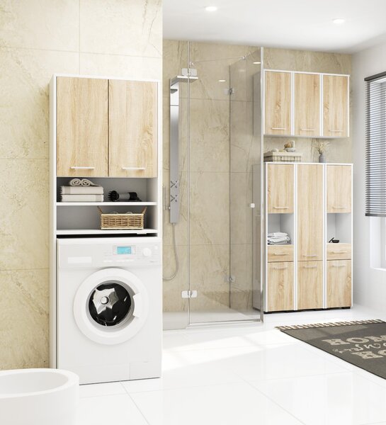 Dulap de baie Farid TYP6 (Alb + Stejar sonoma). Promo -18%. 1128810