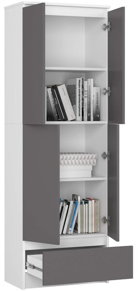 Dulap cu rafturi Renzo (Alb + gri). Promo -17%. 1128789