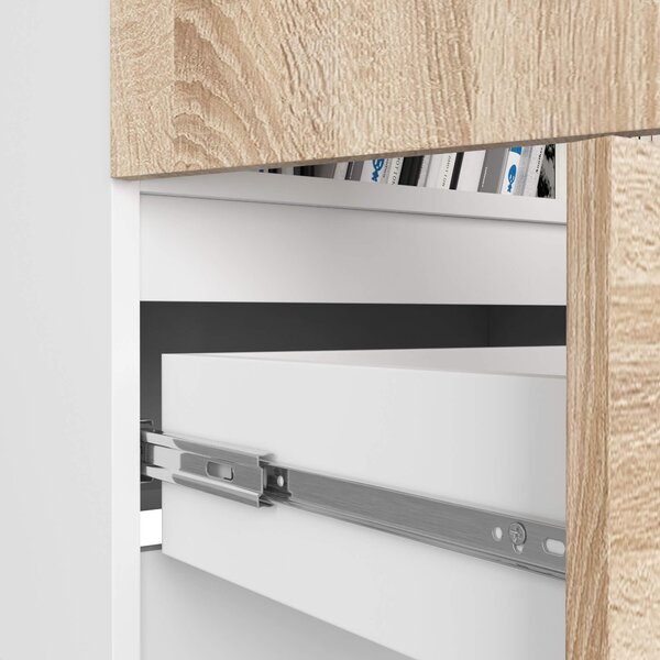 Dulap cu rafturi Renzo (Alb + Stejar sonoma). Promo -19%. 1128788