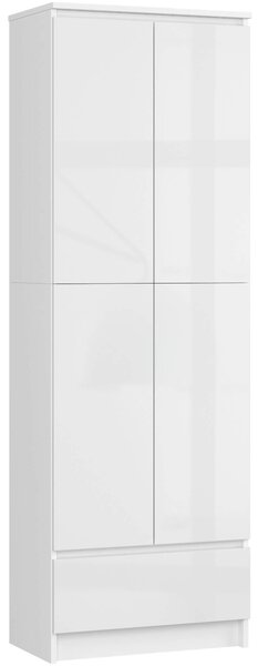 Dulap cu rafturi Renzo (Alb + alb lucios). Promo -16%. 1128790