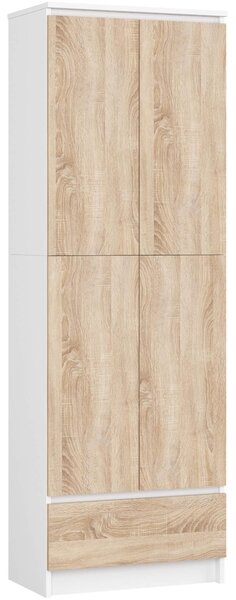 Dulap cu rafturi Renzo (Alb + Stejar sonoma). Promo -19%. 1128788