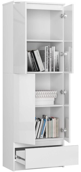 Dulap cu rafturi Renzo (Alb + alb lucios). Promo -16%. 1128790