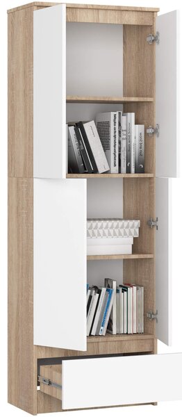 Dulap cu rafturi Renzo (Stejar sonoma + Alb). Promo -19%. 1128792