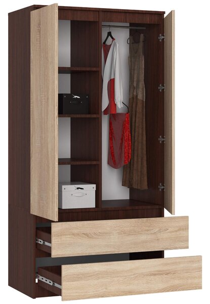Dulap de haine Safwan (wenge + Stejar sonoma). Promo -13%. 1128800