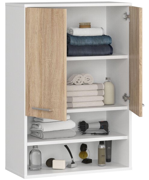 Dulap de baie suspendat Farid TYP 7 (Alb + Stejar sonoma). Promo -19%. 1128819