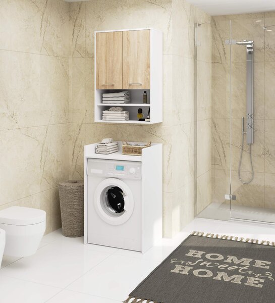 Dulap de baie suspendat Farid TYP 7 (Alb + Stejar sonoma). Promo -19%. 1128819