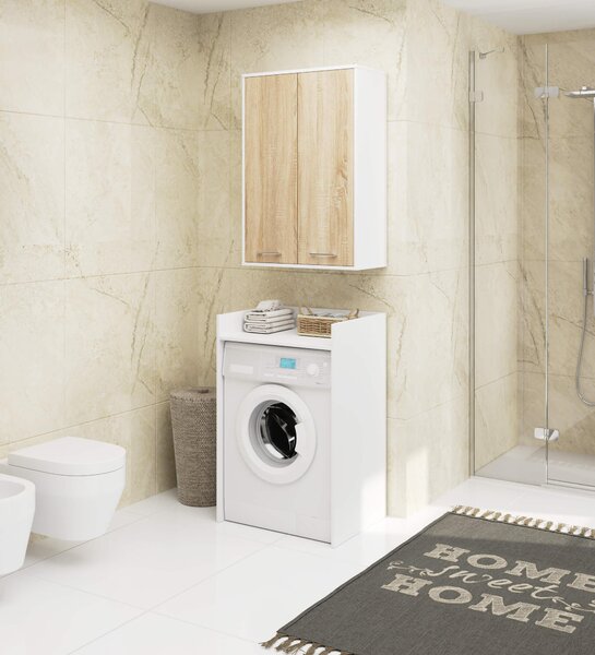 Dulap de baie suspendat Farid TYP 8 (Alb + Stejar sonoma). Promo -8%. 1128827