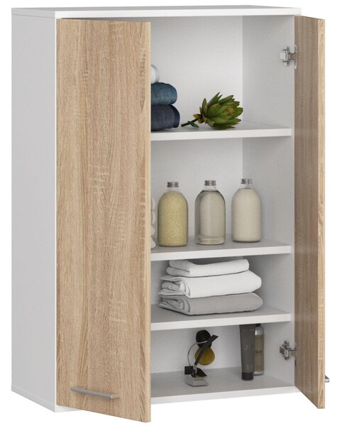 Dulap de baie suspendat Farid TYP 8 (Alb + Stejar sonoma). Promo -8%. 1128827