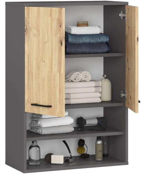 Dulap de baie suspendat Farid TYP 7 (grafit gri + Stejar artisan). Promo -19%. 1128825