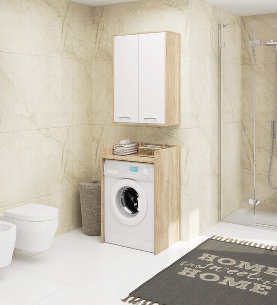 Dulap de baie suspendat Farid TYP 8 (Stejar sonoma + Alb). Promo -8%. 1128831