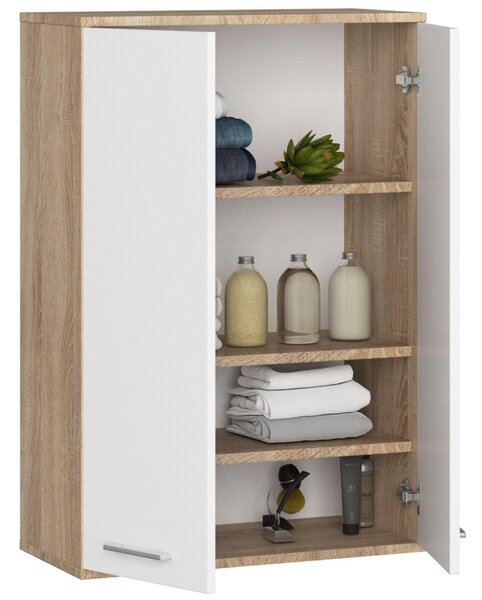 Dulap de baie suspendat Farid TYP 8 (Stejar sonoma + Alb). Promo -8%. 1128831