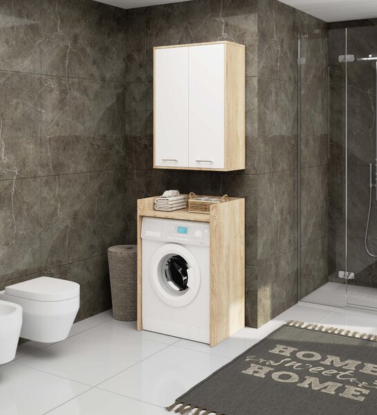 Dulap de baie suspendat Farid TYP 8 (Stejar sonoma + Alb). Promo -8%. 1128831