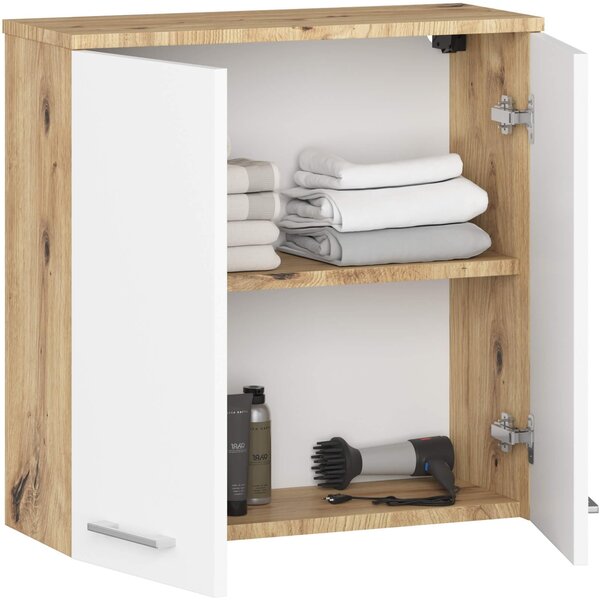 Dulap de baie suspendat Farid TYP5 (Stejar artisan + Alb). Promo -21%. 1128837