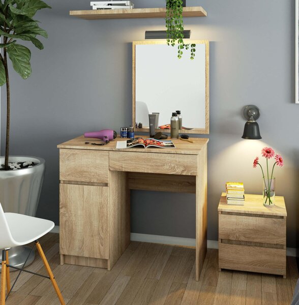 Masă de toaletă Parijat (Stejar sonoma) (cu oglindă) (S). Promo -18%. 1128845