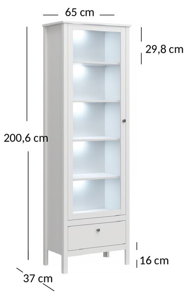 Vitrină Olna 1W1S (alb). 1053153