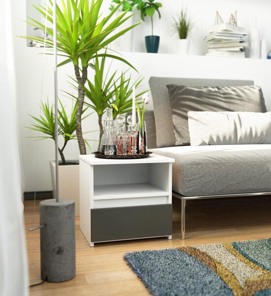 Comodă Cipriano CL1 (alb + grafit). Promo -20%. 1128587
