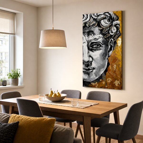 Tablou cu statuia antică a lui David pe pânză – cu detalii pictate manual - 40x80 cm