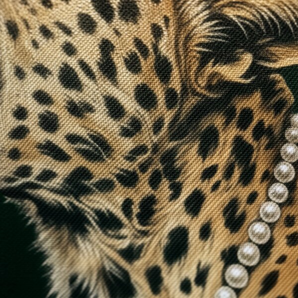 Tablou modern cu două feline sălbatice și colier de perle pe pânză - 40x60 cm