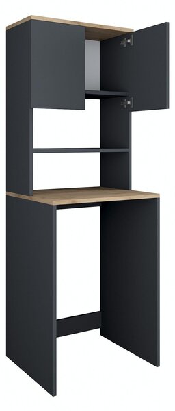 Dulap Masina De Spalat Kaser cu 2 Usi si 3 Rafturi, Antracit, 65x183x60 cm