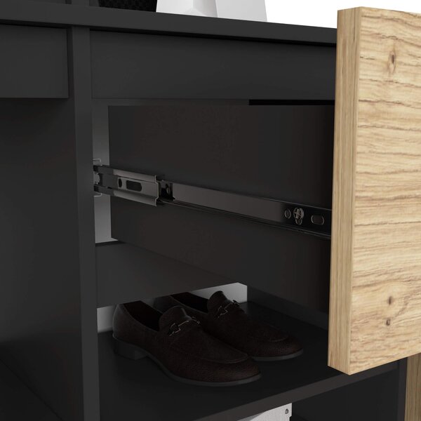 Set mobilier hol Enteruno (negru + stejar artisan) (cu oglindă). Promo -13%. 1128856