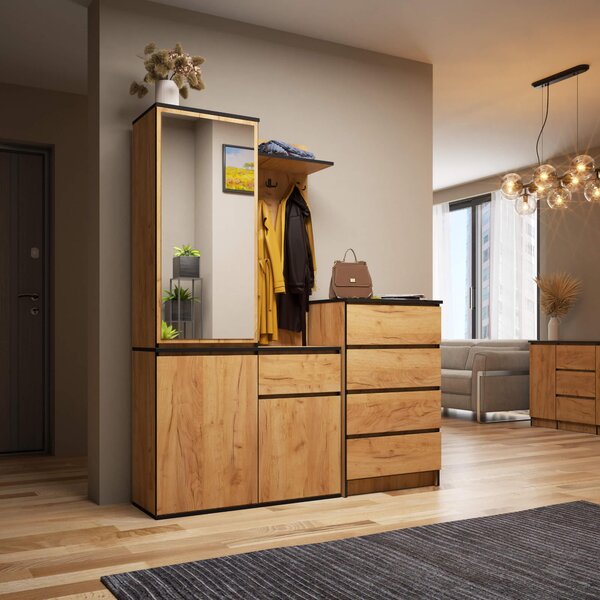 Set mobilier hol Enteruno (stejar craft) (cu oglindă). Promo -17%. 1128860