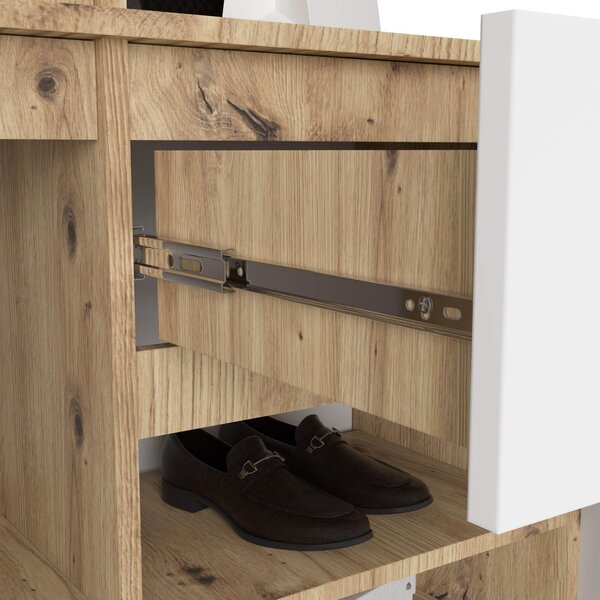 Mobilier hol Enteruno (stejar artisan + alb) (cu oglindă). Promo -19%. 1128859