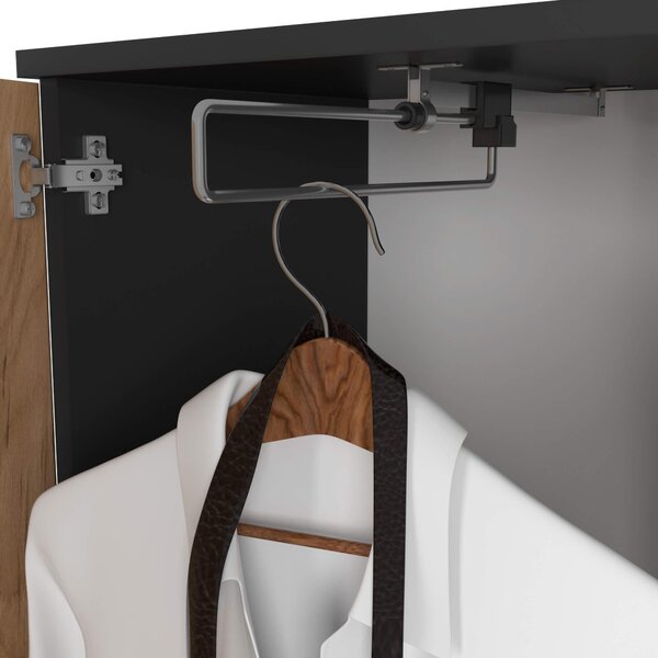 Mobilier hol Enteruno (negru + stejar craft) (cu oglindă). Promo -22%. 1128857