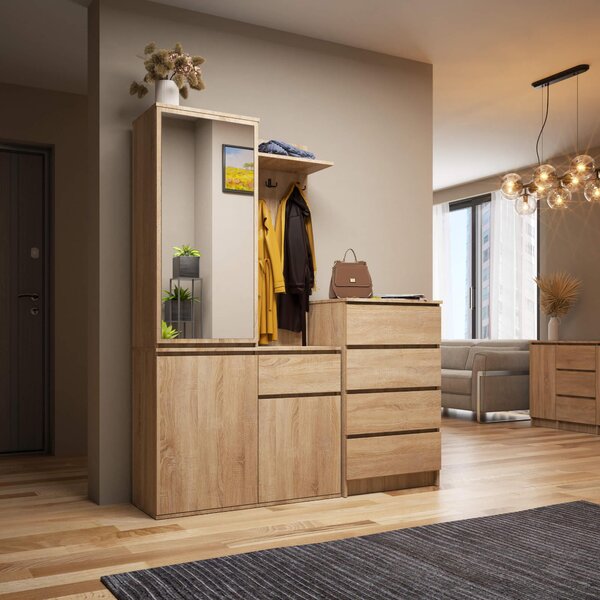 Mobilier hol Enteruno (stejar sonoma) (cu oglindă). Promo -17%. 1128861
