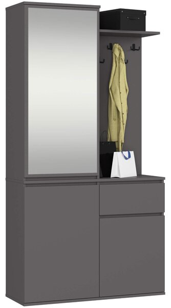Mobilier hol Enteruno (gri grafit) (cu oglindă). Promo -22%. 1128863