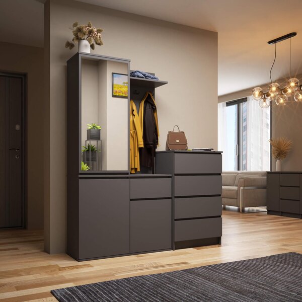 Mobilier hol Enteruno (gri grafit) (cu oglindă). Promo -22%. 1128863