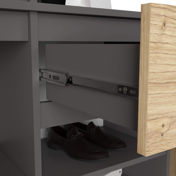 Mobilier hol Enteruno (gri grafit + stejar artisan) (cu oglindă). Promo -14%. 1128864