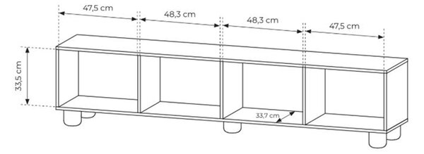 Comodă TV cu patru uși Arlo 200 cm - stejar Vicenza