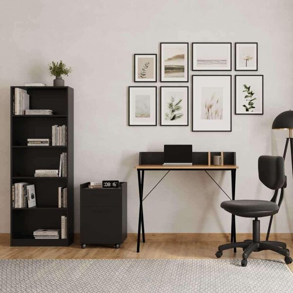 Container de birou – Gekosaro 1 (negru + lemn). Promo -6%. 1124231