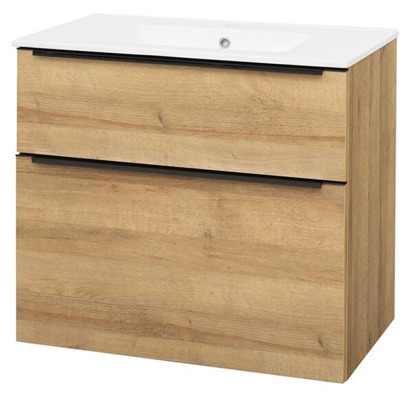 Mereo Mereo, Mailo, dulap baie cu chiuveta ceramica 81 cm, maner negru, MER-CN521B