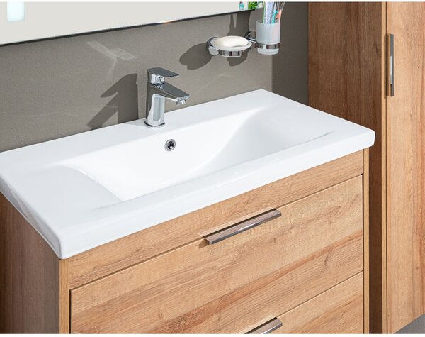 Mereo Mereo, Vigo, dulap baie cu chiuveta ceramica, 51 cm, alb, stejar, MER-CN320