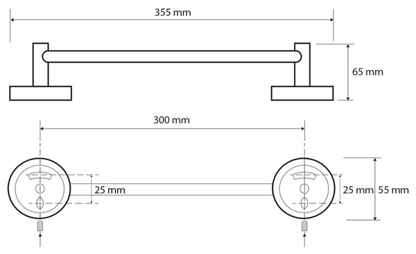 Sapho Sapho, X-ROUND E suport prosop 350mm, crom, XR406