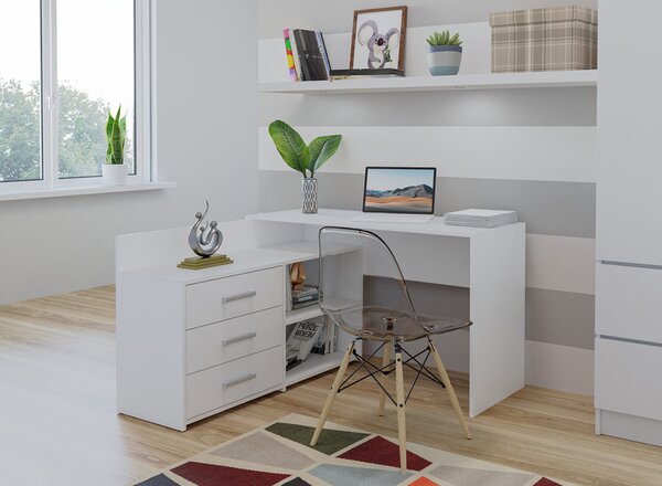Masă PC de colț Debio 1 (alb). Promo -12%. 1132465
