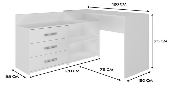 Masă PC de colț Debio 1 (alb). Promo -12%. 1132465