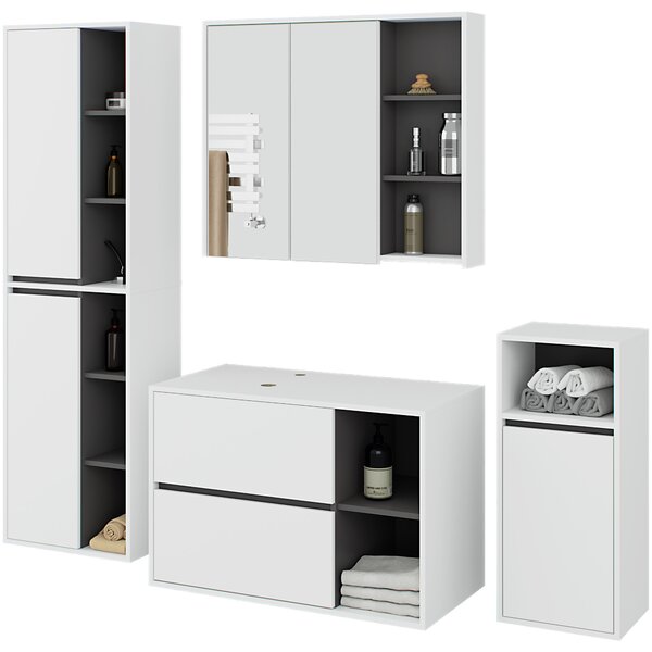 Set mobilier baie Vambos luxe (alb + grafit). Promo -18%. 1152128