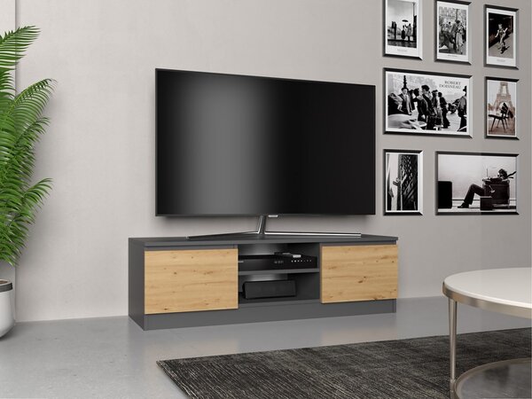 Masă TV/ Comodă TV Musecalo 120 (antracit + stejar artisan). Promo -20%. 1132496