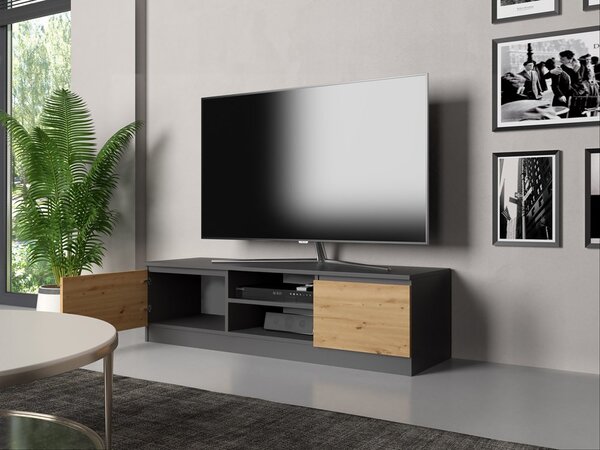 Masă TV/ Comodă TV Musecalo 140 (antracit + stejar artisan). Promo -22%. 1132504