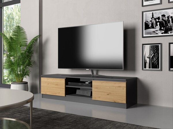 Masă TV/ Comodă TV Musecalo 140 (antracit + stejar artisan). Promo -22%. 1132504