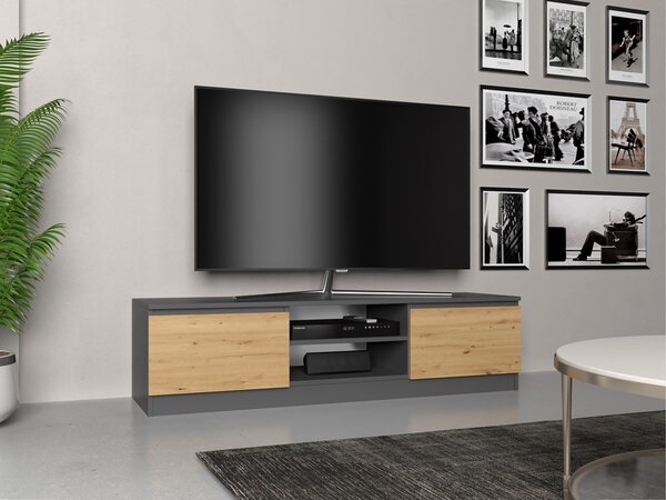 Masă TV/ Comodă TV Musecalo 140 (antracit + stejar artisan). Promo -22%. 1132504