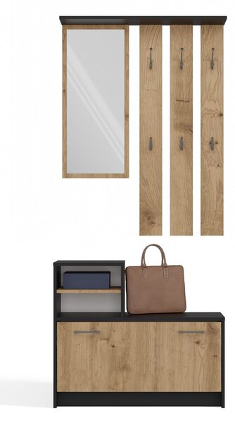 Set mobilier hol Vayan 1 (antracit + stejar artisan) (cu oglindă). Promo -14%. 1132523