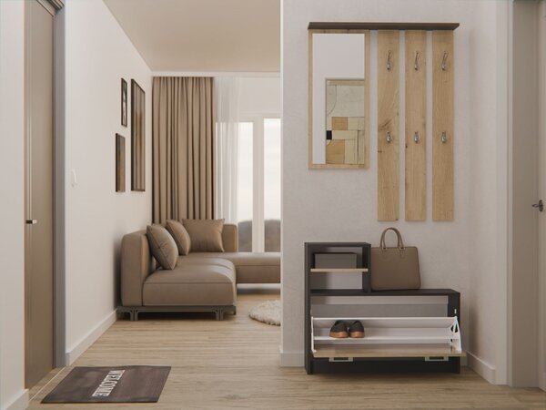 Set mobilier hol Vayan 1 (antracit + stejar artisan) (cu oglindă). Promo -14%. 1132523