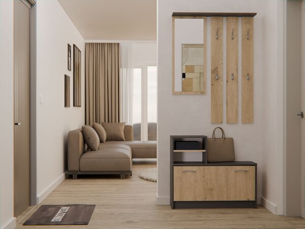 Set mobilier hol Vayan 1 (antracit + stejar artisan) (cu oglindă). Promo -14%. 1132523