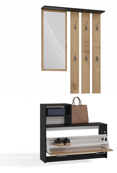Set mobilier hol Vayan 1 (antracit + stejar artisan) (cu oglindă). Promo -14%. 1132523
