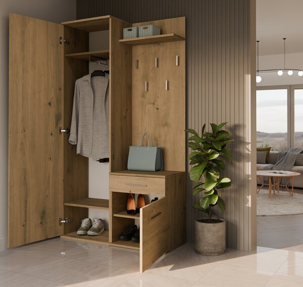 Set mobilier hol Dialogos 1 (stejar artisan) (cu oglindă). 1132534