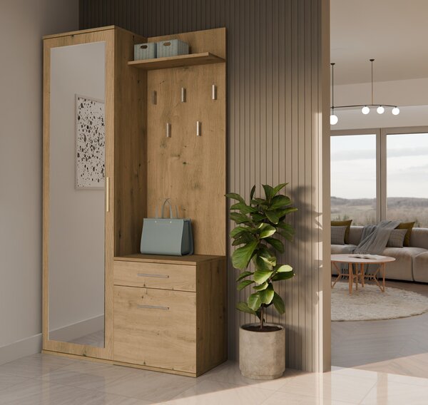 Set mobilier hol Dialogos 1 (stejar artisan) (cu oglindă). 1132534